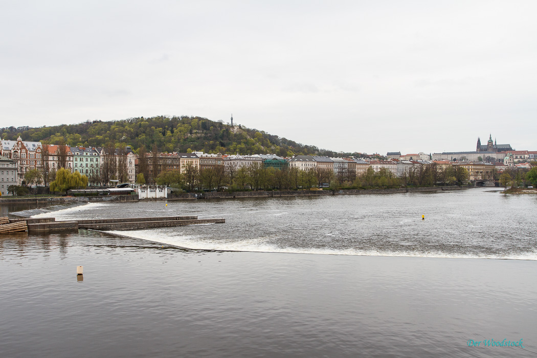 Blick über die Moldau nach NW. Petrin und Hradschin